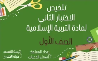 تلخيص الاختبار الثاني تربية اسلامية