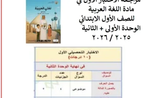 مراجعة الاختبار الأول لغة عربية