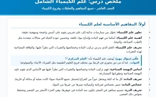 ملخص درس علم الكيمياء الشامل كيمياء