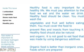 تقرير Healthy food انجليزي