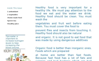 تقرير Healthy food لغة انجليزية