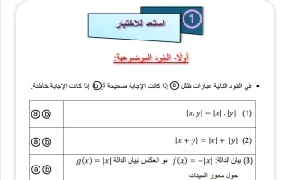 موضوعي الوحدة الأولى رياضيات