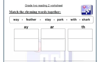 أوراق عمل اختبار (القراءة) لغة انجليزية