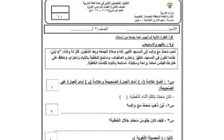 الاختبار التحصيلي الثاني لغة عربية