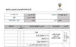 توزيع منهج (الجزء الأول) رياضيات