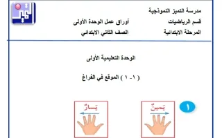 أوراق عمل الوحدة الأولى رياضيات