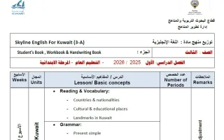 خطة وتوزيع منهج لغة انجليزية