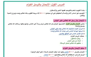 تلخيص درسي (الايمان بالرسل الكرام + نوح عليه الس
