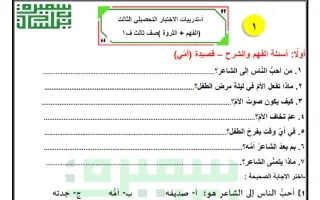 تدريبات الاختبار التحصيلي الثالث (الفهم والثروة)
