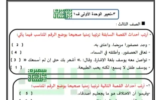 تعبير الوحدة الأولى لغة عربية