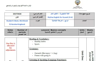 توزيع منهج لغة انجليزية