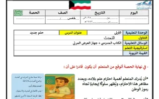 التحضير الكتابي لدرس حلم جديد (التحدث) لغة عربية