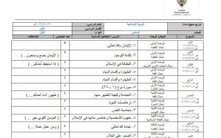 توزيع منهج (الجزء الأول) تربية اسلامية
