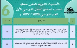 الأحاديث المقرر حفظها تربية اسلامية