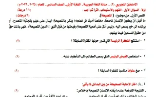 امتحان تجريبي نهائي لغة عربية