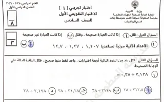 حل اختبار تجريبي رياضيات