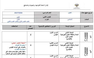 توزيع منهج (الجزء الأول) علوم