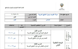 توزيع منهج (الجزء الأول) اجتماعيات