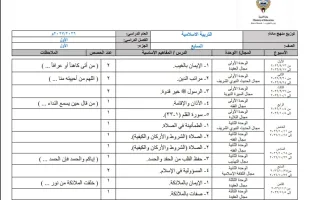 توزيع منهج (الجزء الأول) تربية اسلامية