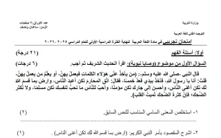 اختبار تجريبي لغة عربية