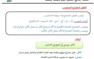 نصب الفعل المضارع لغة عربية