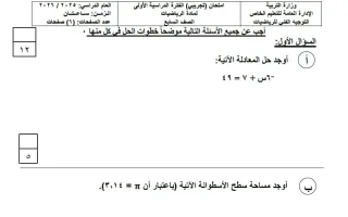 امتحان تجريبي رياضيات