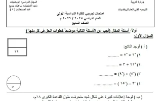 امتحان تجريبي رياضيات