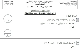 امتحان تجريبي رياضيات