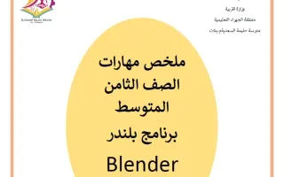 ملخص مهارات (برنامج بلندر) حاسوب