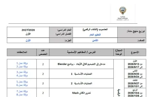 توزيع منهج (الجزء الأول) حاسوب