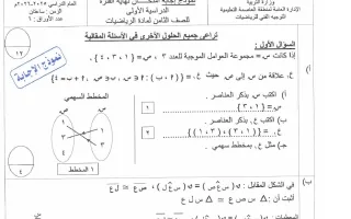 نموذج اجابة امتحان رياضيات