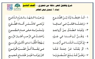 شرح وتحليل لنص دفقة من شعوري لغة عربية